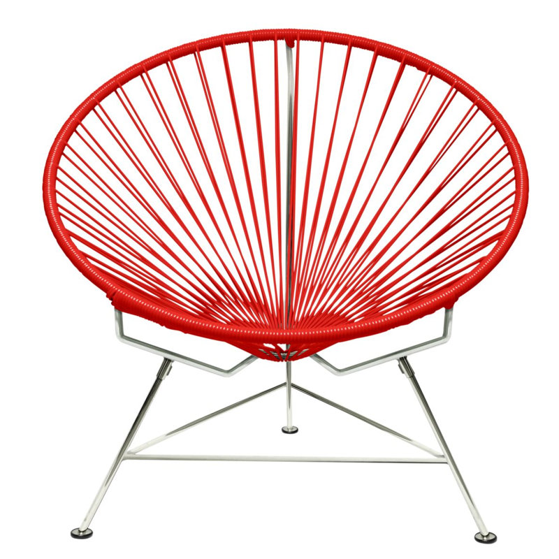 Innit Indoor Handmade Lounge Chair, Red/Chrome