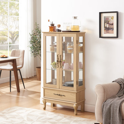 Elegant And Sophisticated Curio Cabinet With Adjustable Glass Shelves, Illuminated Display, And Ample Storage Space by Winston Porter