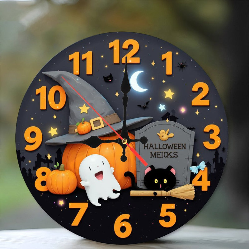 Horloge d'Halloween chat