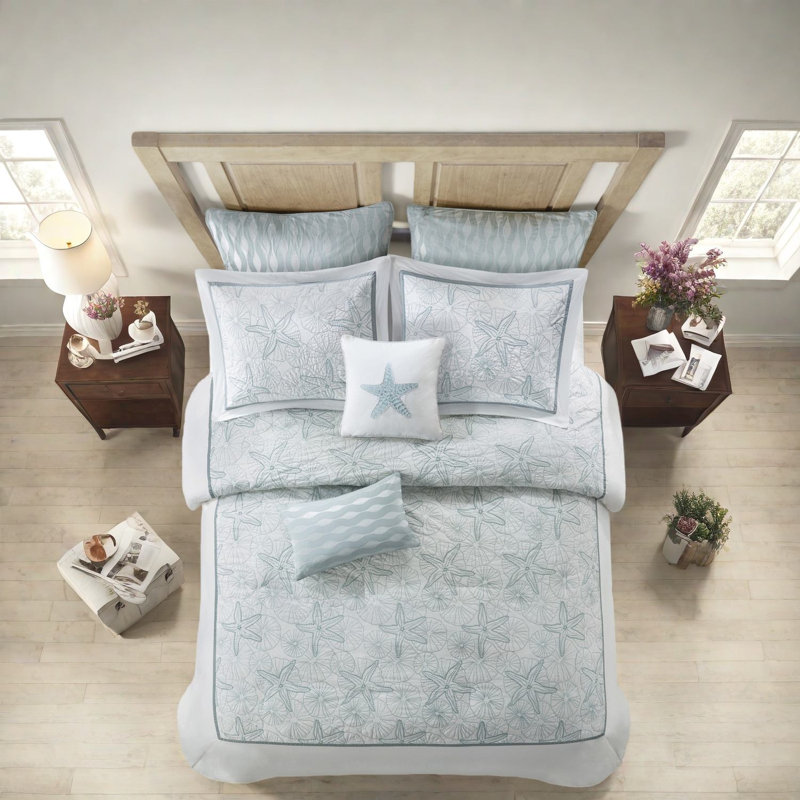 Ensemble de literie en coton de qualité supérieure, housse de couette de style bord de mer pour la maison