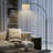 Arc Floor Lamp 75" with Remote Control, Dimmable & 3 Color Temperatures, Memory Function, Arched Standing Lamp with Linen Shade, LED Bulb Included & Cast Iron Base for Living Room Bedroom-2054714222