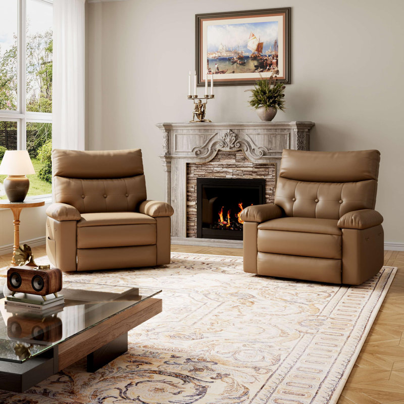 Fauteuil inclinable manuel pivotant en polyuréthane de 41,7 po de largeur avec coussin d'éponge épais, Kaki