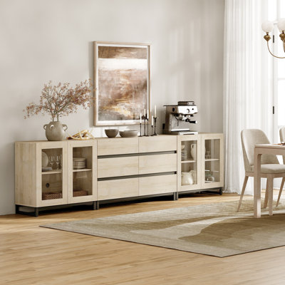 3 In 1 Multifunctional Dresser With Glass Doors And 6 Drawers, Modern Chest Of Drawers With Adjustable Shelf, Closet Organizers And Storage Cabinet For Bedroom