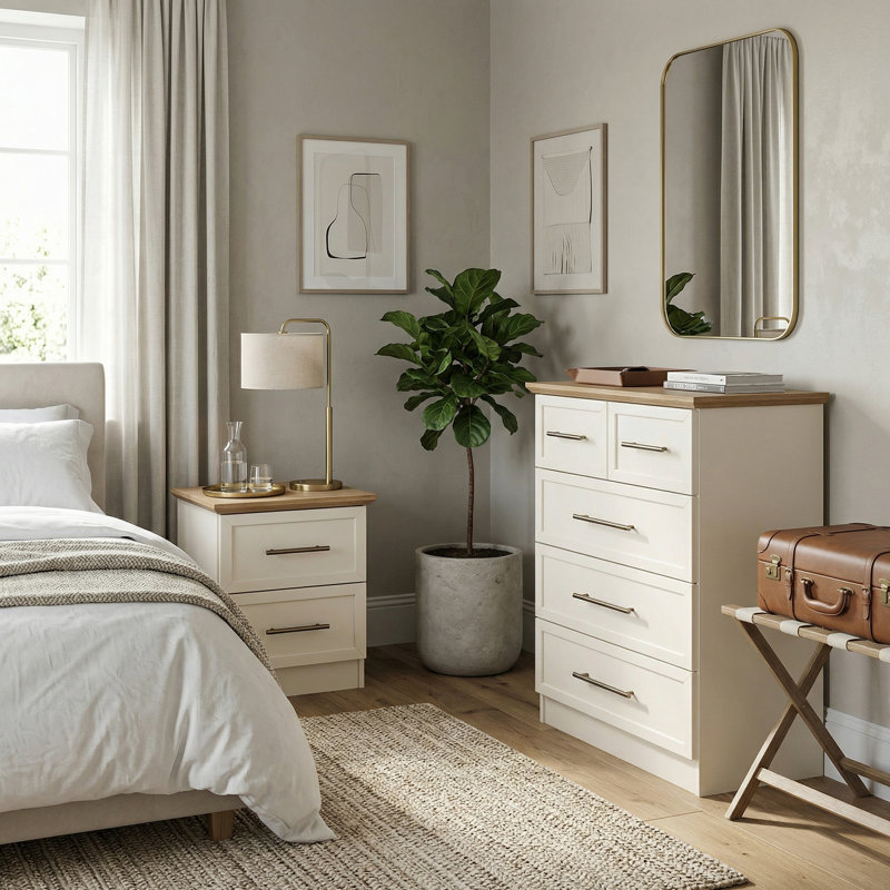 Arata Shine Bedroom Pair Set, Ivory