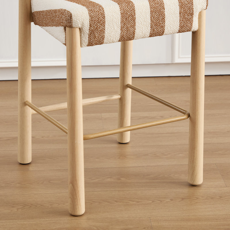Tabouret de comptoir revêtu de lin 26,4 po Hyland, Brun / Blanc, Naturel