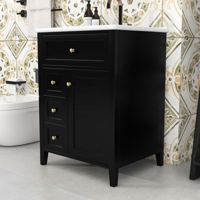 Meuble-lavabo avec lavabo, 4 tiroirs et tablette réglable