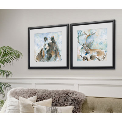 " Black Bear On Blue " 2 - Pieces Painting Print