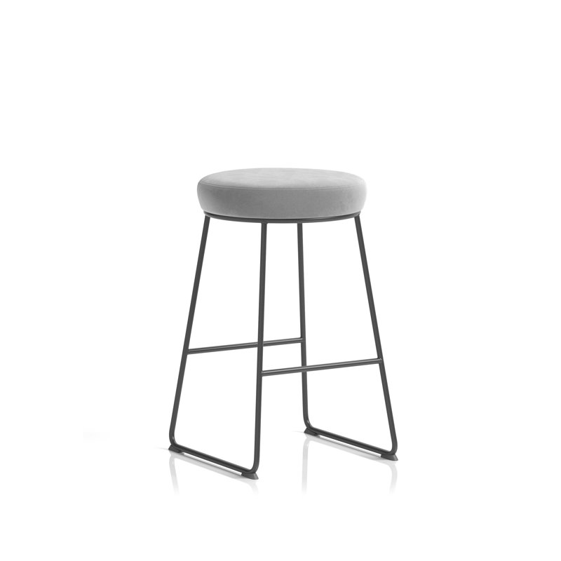 Upholstered Counter Stool with Metal Frame, Grey
