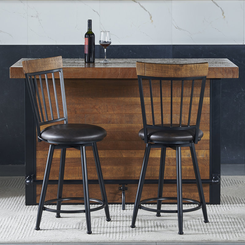 Ricard Swivel Upholstered Counter Stool with Metal Frame