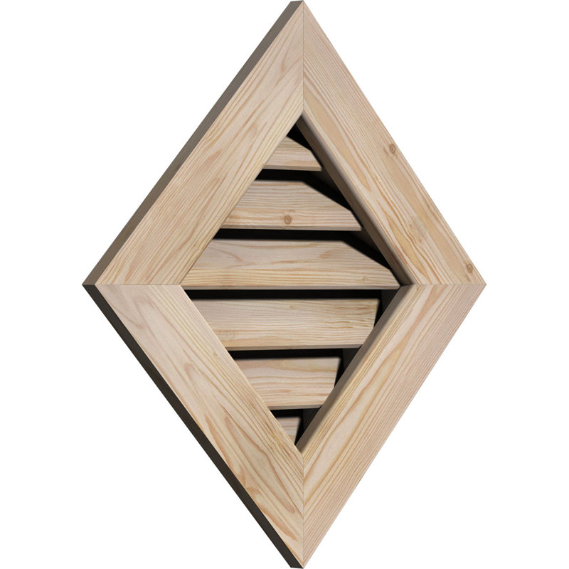 Évent à pignon en bois Diamond, H 26,38 po x l 26,38 po (OB : H 20 po x l 20 po), Pin brut (lisse)
