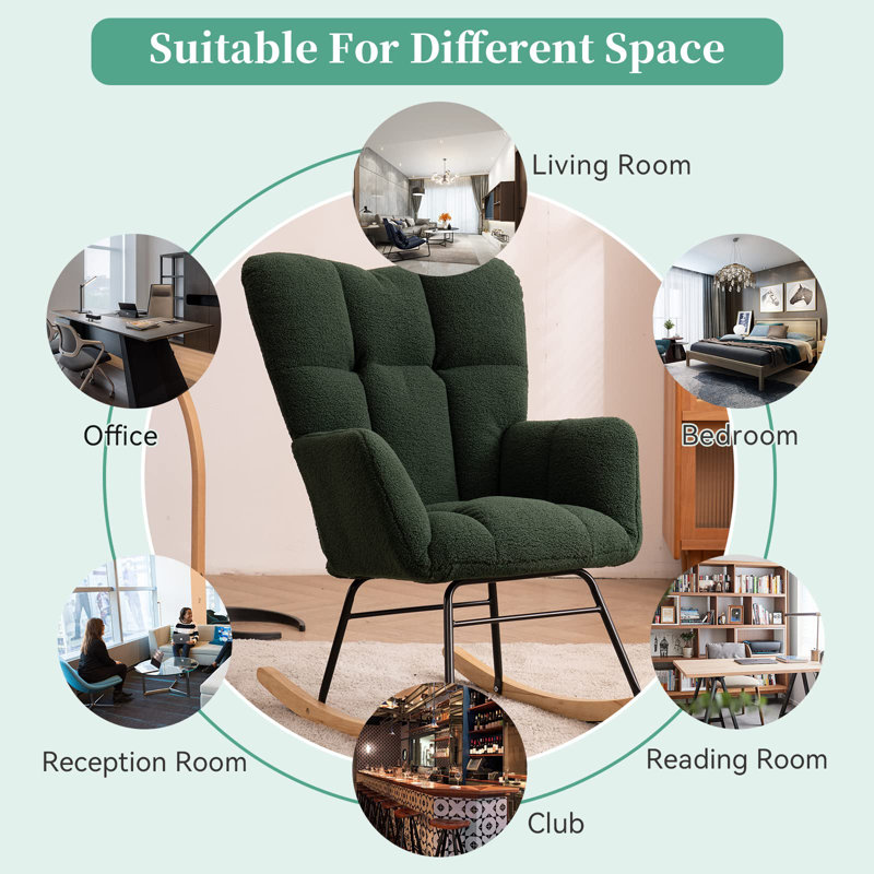 Friedell Rocking Chair, Dark Green
