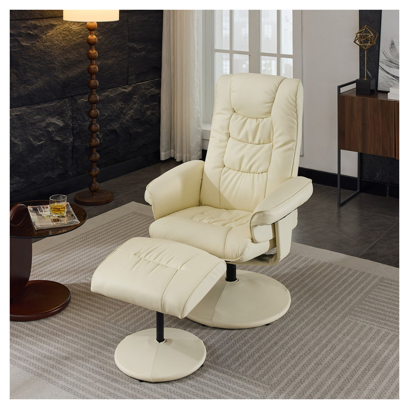Fauteuil inclinable manuel avec repose-pieds et pivotant à 360 °, beige