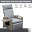 Fauteuil de patio inclinable, résine tissée à la main, table rabattable, angle réglable, coussins gris pour le confort avec coussins épais de 6,8 po tissés, gris, assise de table confortable