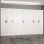Élégant support de couloir, blanc, 141,7 po x 82,7 po x 13,8 po | 100% panneau de particules enduit de mélamine, épaisseur: 0,7 pouce | Conception moderne pour l'organisation du vestibule, solution de rangement élégante et fonctionnelle-102346874