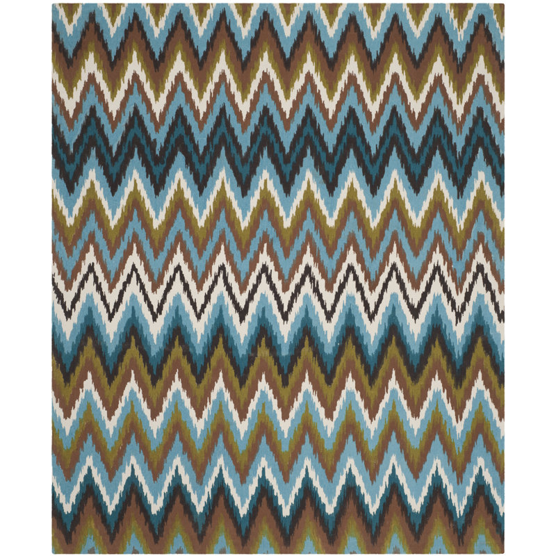 Sonny Cedar Brook Hand Loomed Cotton Chevron Rug, Rectangle 7'3" x 9'3"