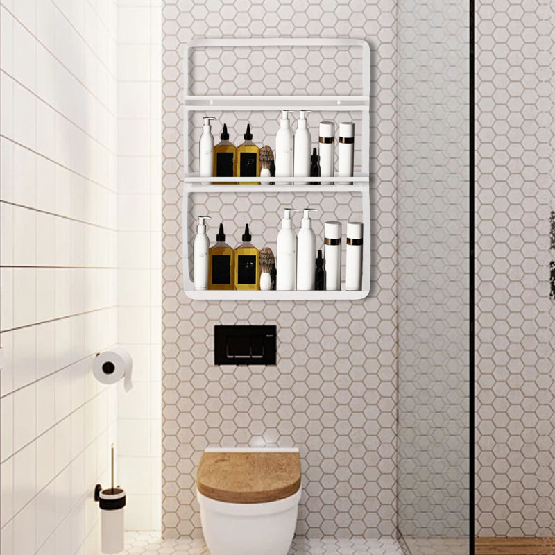 Metal Bathroom Shelves, White, 4