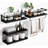 3-Tier Solid Wood Over-The-Toilet Floating Shelves – Handcrafted Rustic Bathroom Storage With Protective Black Metal Rails (Black)-1211906471