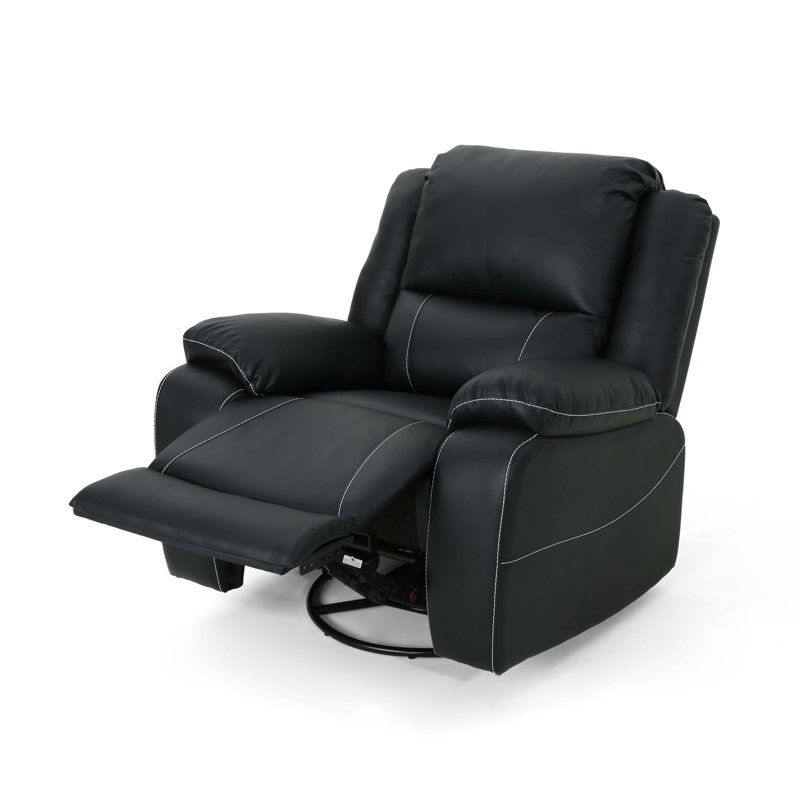 Anavia Faux Leather Swivel Recliner, Black