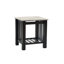 Table de bout moderne et contemporaine avec plateau en faux marbre et pieds en noyer antique