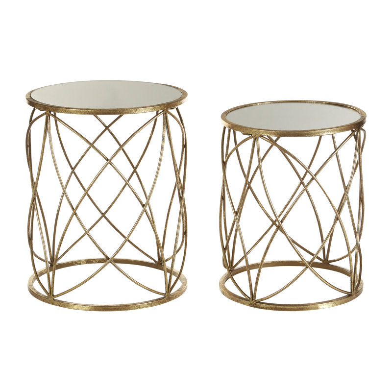 Caggiano Glass Top Frame Side Table Set
