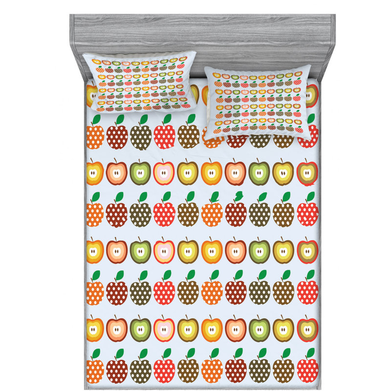 Microfiber Polka Dots Sheet Set, Queen Sheet Set with Fitted Sheet