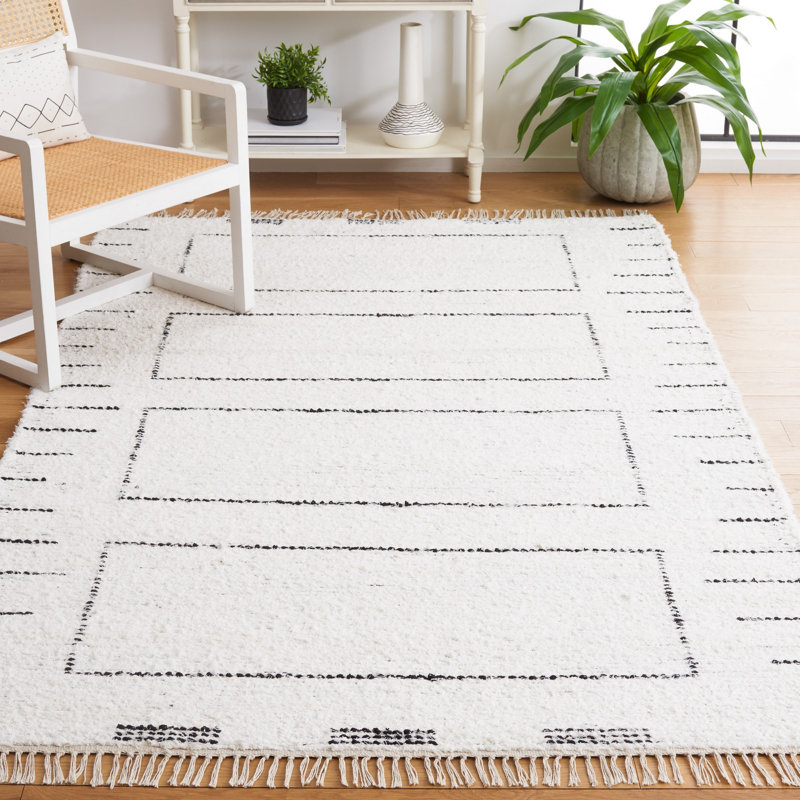 Anahlia Hand Woven Cotton Geometric Rug, Rectangle 6' x 9'