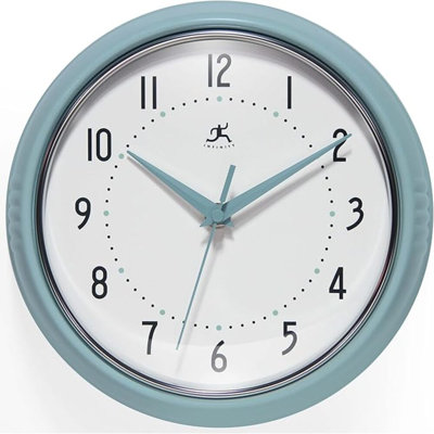 Horloge murale d'intérieur ronde 9,5 pouces Infinity Instruments, bleu bébé