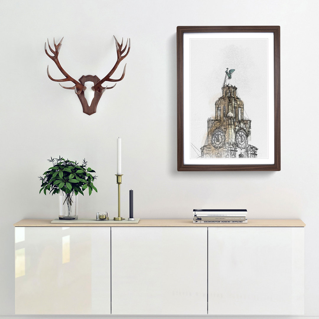 The Liver Building Liverpool in Abstract - Framed Print