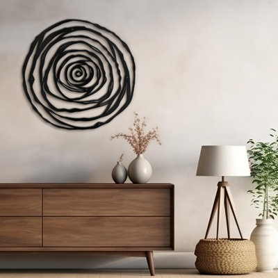 Circular Rose Blossom Modern Abstract Wall Accent Sculpture Hanging Decoration Metal Wall Decor