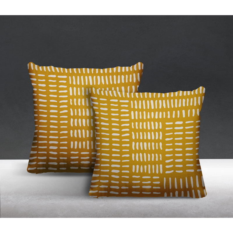 Outdoor Reversible Throw Pillow, 17W" x 17H", Yellow