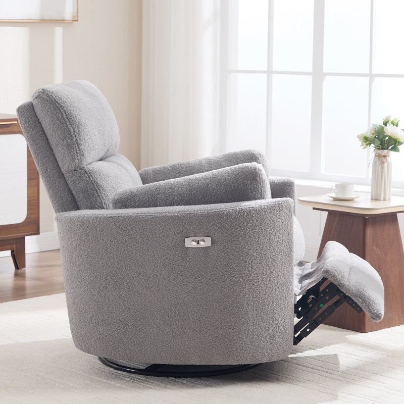 Fauteuil inclinable électrique de luxe à bascule pivotant avec coussin réglable pour un confort ultime, Teddy gris clair