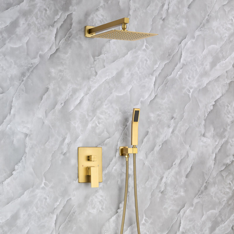 All-In-One Kit with Rough in-Valve, Bushed Gold