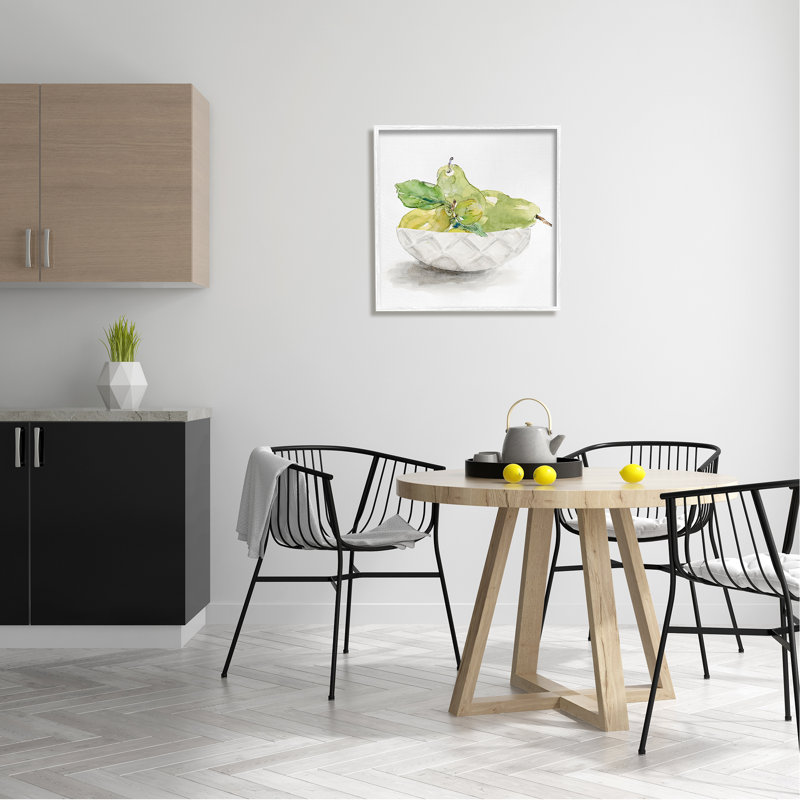 «Pear Bowl», peinture encadrée sur bois, impression, H 24 po x l 24 po x P 1,5 po, Giclée encadrée blanc bord de mer