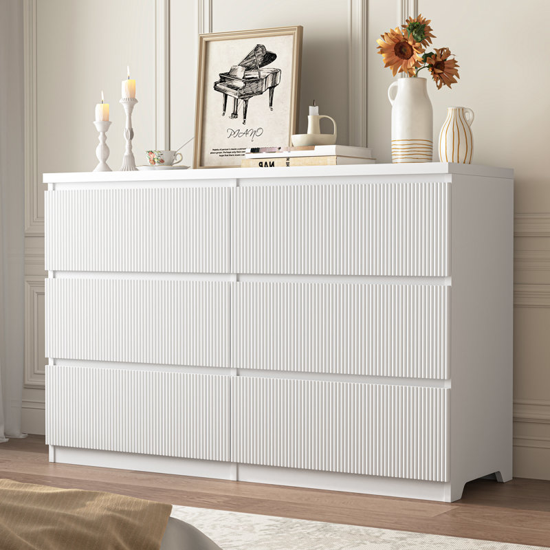 Commode cannelée 47 tiroirs l 47 po, Blanc