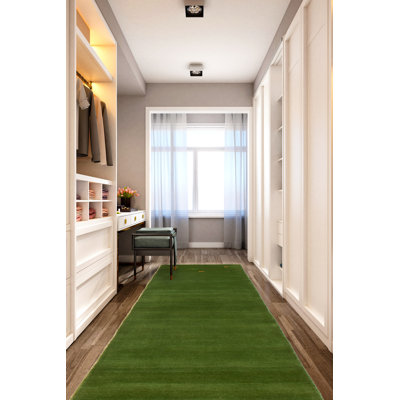 One-of-a-Kind Runner 2'8" X 9'9" New Age Runner Wool Area Rug Green