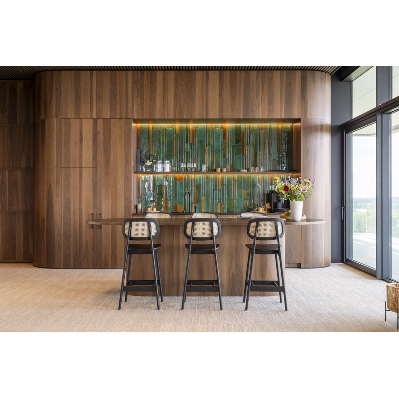 Titus Bar Stool, Black/Natural