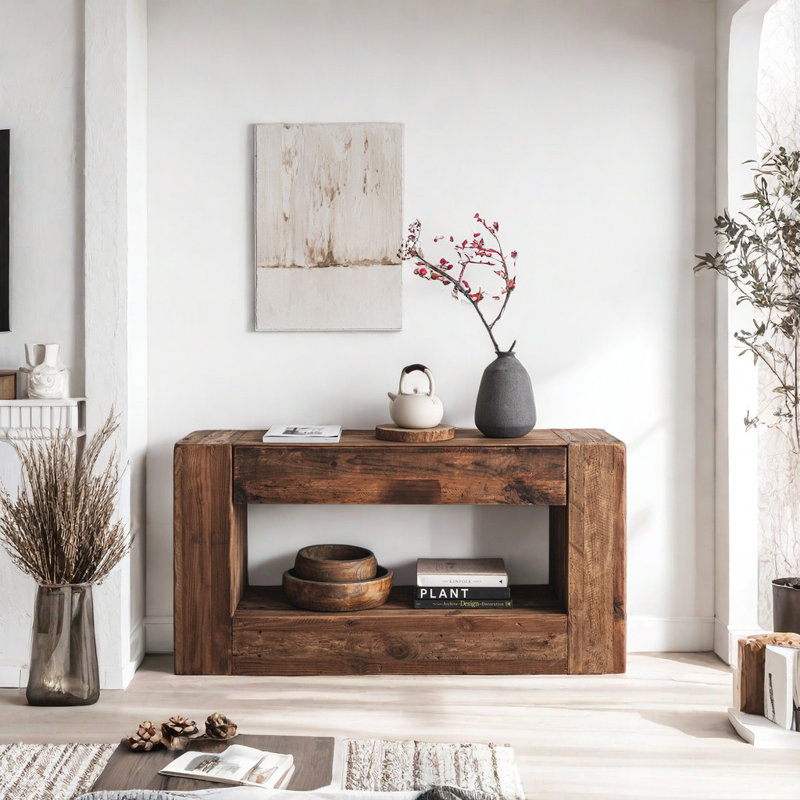 Rustic Style Overall Solid Wood Edge Porch Cabinet Solid Wood Accent Chest