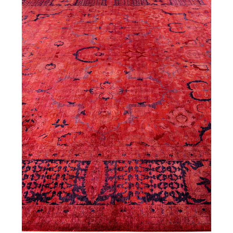 Overdyed Hand-Knotted Wool Modern-Contemporary Pink Area Rug 10' 2" x 14' 1"