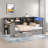 Wood Daybed With Storage Shelves, 2 Drawers, Charging Station, Led, Desk And Upholstered Headboard-2025724835-2025724844