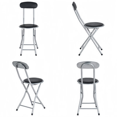 Rakim Faux Leather Padded Stackable Folding Chair Set of 4