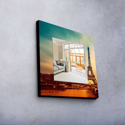Élégant miroir décoratif avec cadre 100% bois de pin, 19,7 po x 19,7 po | Miroir en verre véritable (épaisseur: 0,2 pouce) | Peinture sur tissu élégante | Parfait pour la décoration intérieure et le vestibule, design durable et chic