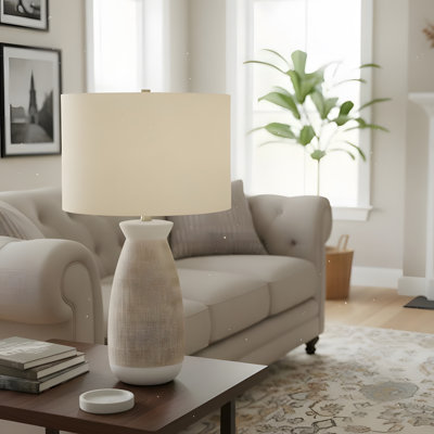 Lighting, 27"h, Table Lamp, Cream Ceramic, Beige Shade, Contemporary