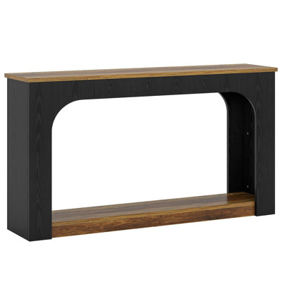 Farmhouse Led Console Table, Wooden Foyer Entry Table, Narrow Long Vintage Sofa Table Behind Sofa