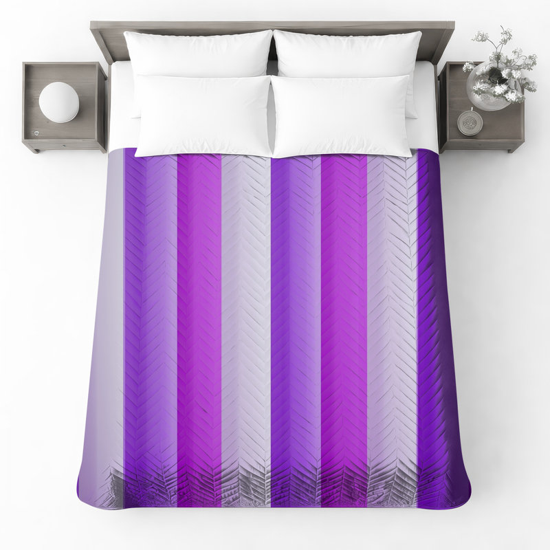 Purple Vertical Stripes Bedding Stripes Bedspread Pattern, King