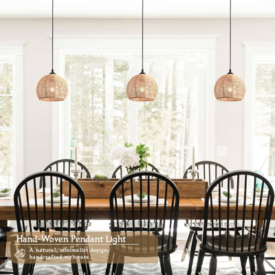 3 Pack Wicker Pendant Light Natural Woven