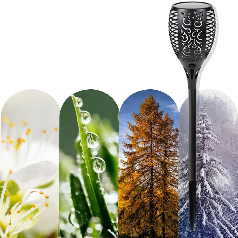 4 Pack Super Larger Size Solar Flame Torch Extra Bright Solar Lights Outdoor Decorative with Flickering Flame, Set of 4
