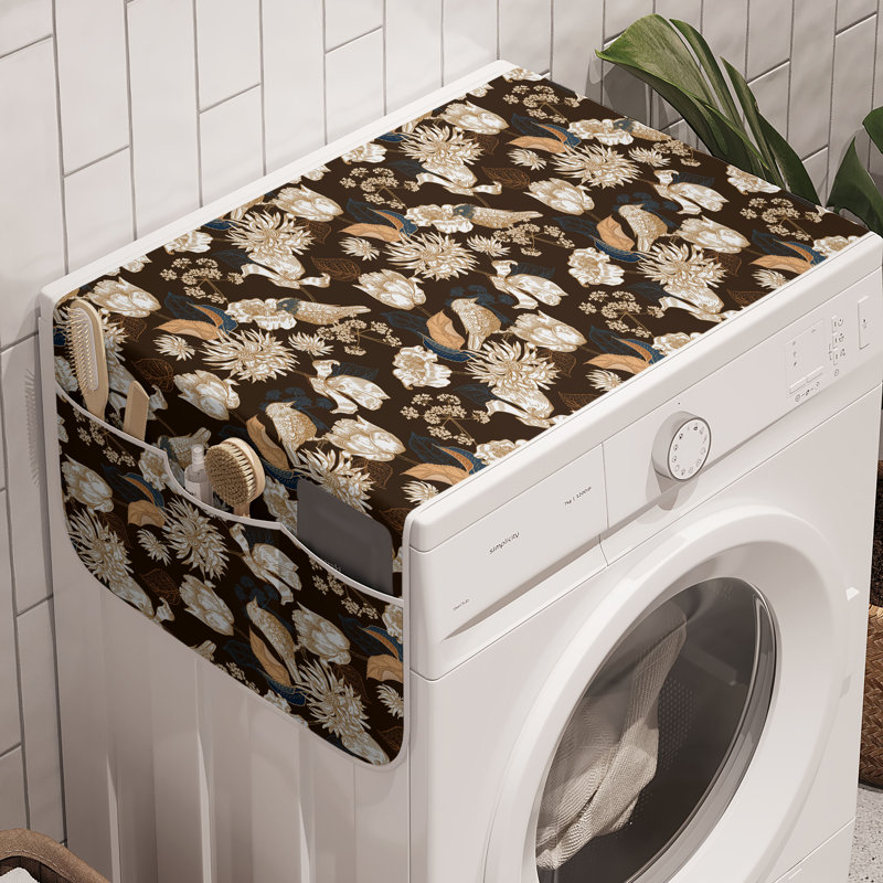 East Urban Home Floral Washing Machine Organizer Pack of 2 47" x 18.5" Eggshell Ceil Blue