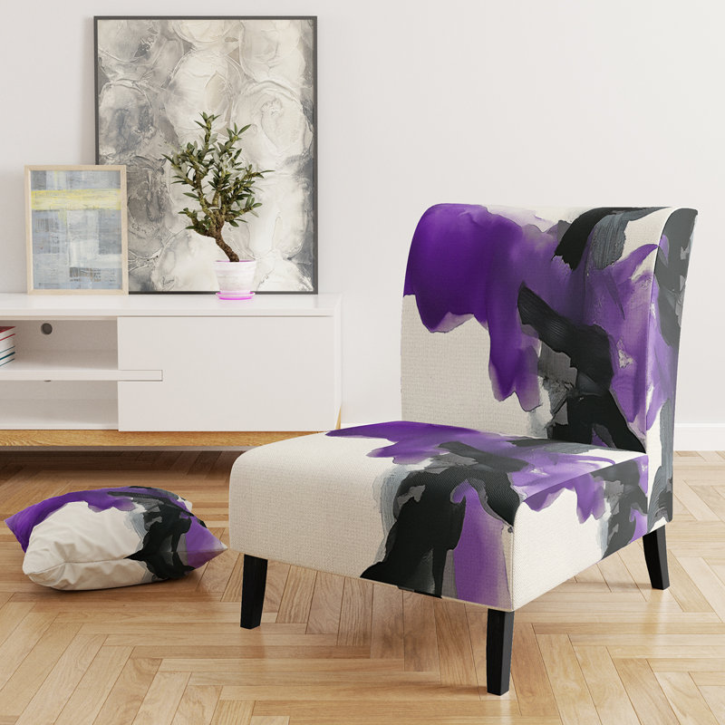 Fauteuil de chambre rembourré Geometric IV, Mauve / noir / blanc