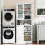 Armoire de rangement multi-pièces Mikenlee de 72 po en métal blanc à 4 portes (2 en verre, 2 en métal) avec 4 étagères réglables - Idéale pour les chambres et les cuisines