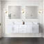 Meuble-lavabo double blanc lustré 72 po X P 22 po D, plateau en marbre de culture et robinet-117844587